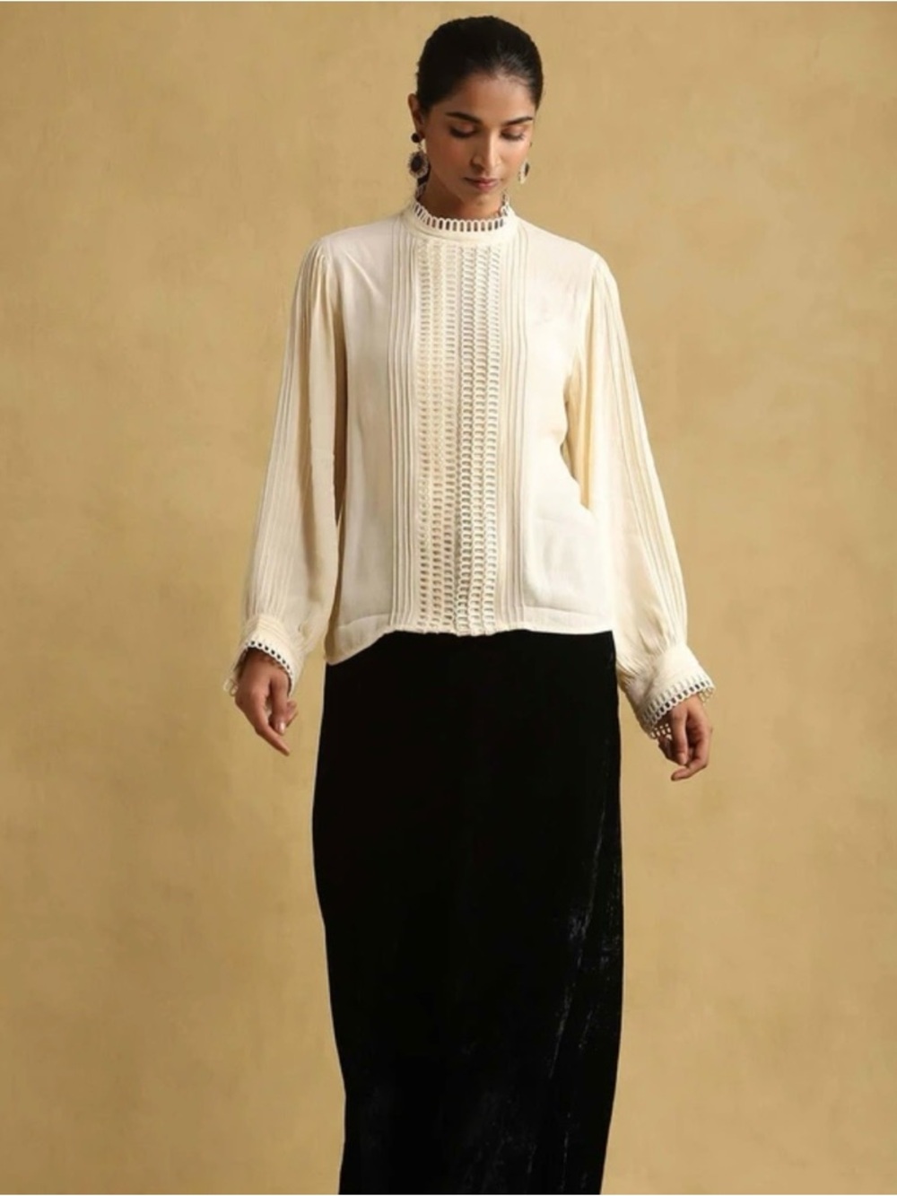 NWT Ritu Kumar Bunsu Crepe Peasant  Top